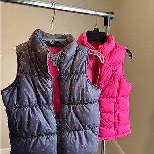 Old Navy Gray Vest with Pink Polka Dots